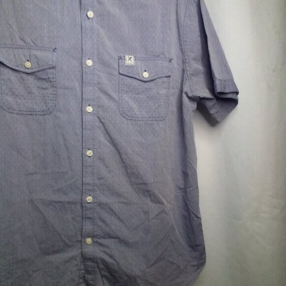 Marc Ecko Shirt M Men Short Sleeve Button Up Pockets Blue - Picture 8 of 14